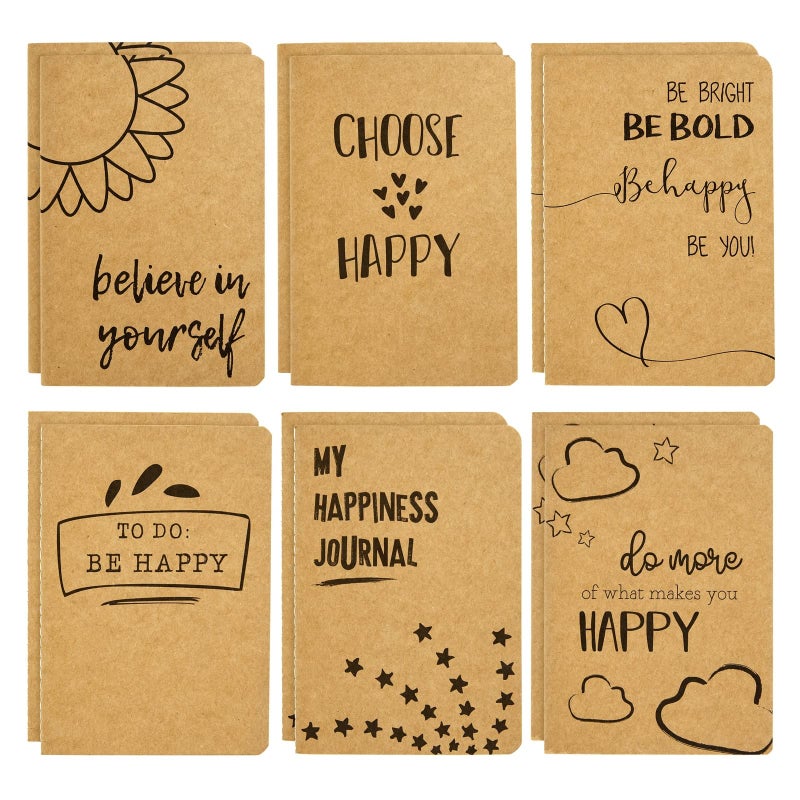 Paper Junkie Bulk Notebooks A6 Mini College-Ruled - 4 x 5.75 In, Brown Kraft, 12 Pack, 80 Pages - Portable & Lightweight Travel Journals for Kids & Party Favors for Teens - Image 1